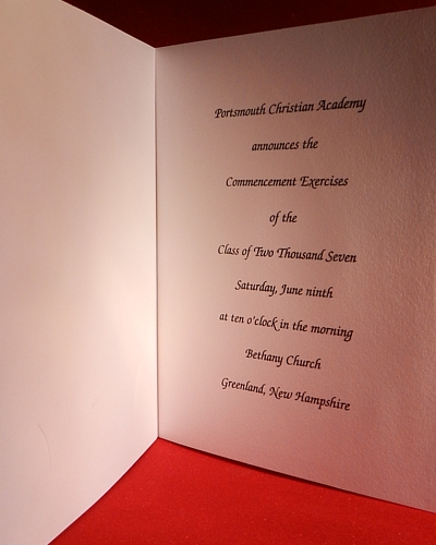 Portsmouth Christian Academy graduation announcements from University Cap & Gown