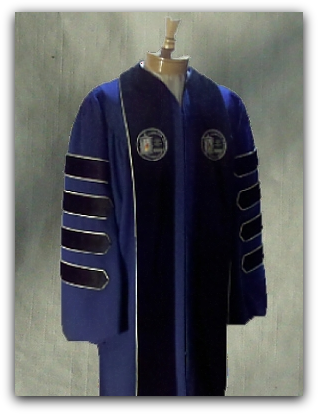 Custom designed presidential robe for Cape Cod Community College designed by University Cap & Gown