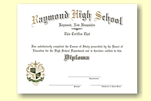 Raymond High School diploma custom designed by University Cap & Gown